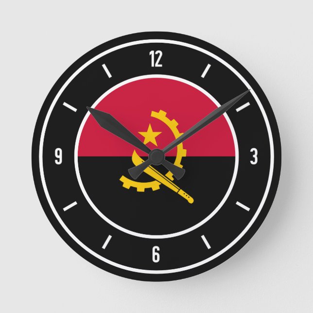 Angola Flag Elegant Runde Wanduhr (Vorderseite)