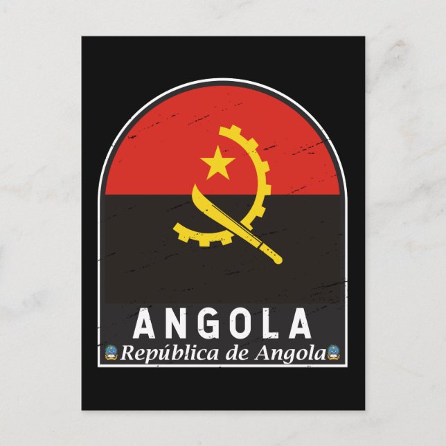 Angola Flag Emblem gestört Vintag Postkarte (Vorderseite)