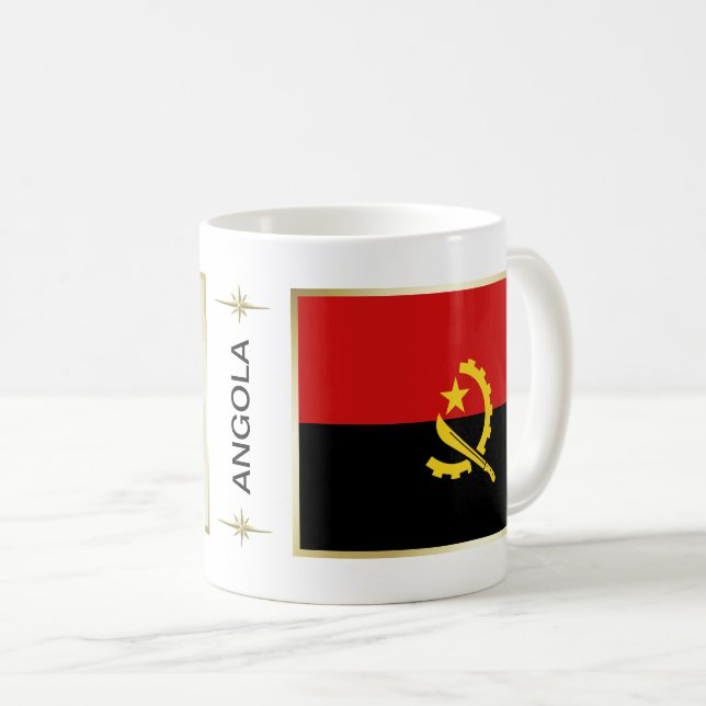 Angola Flag + Karte Tasse (VorderseiteRechts)