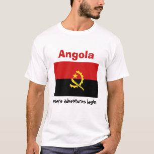 Angola Flag + Karte + Text-T - Shirt