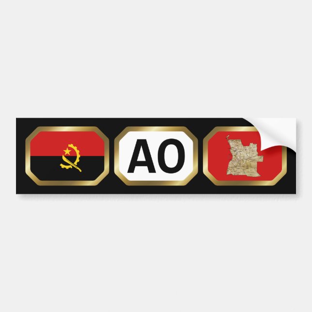Angola Flag Map Code Autoaufkleber (Vorne)