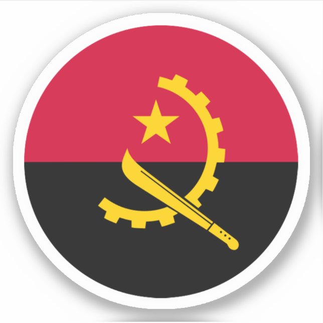 Angola Flag Round Sticker (Vorderseite)