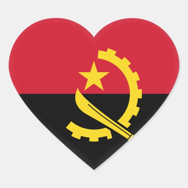 Angola-Flagge Herz-Aufkleber (Vorderseite)