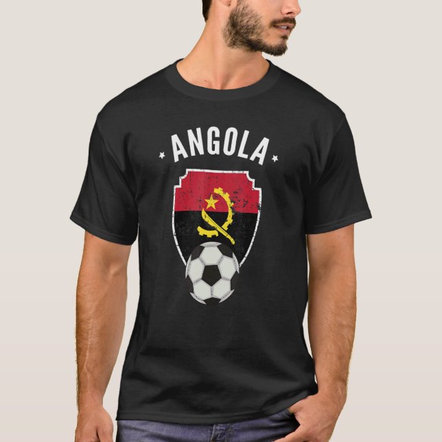 Angola Fußball Angola Flaggenfußball Angolanischer T-Shirt (Vorderseite)