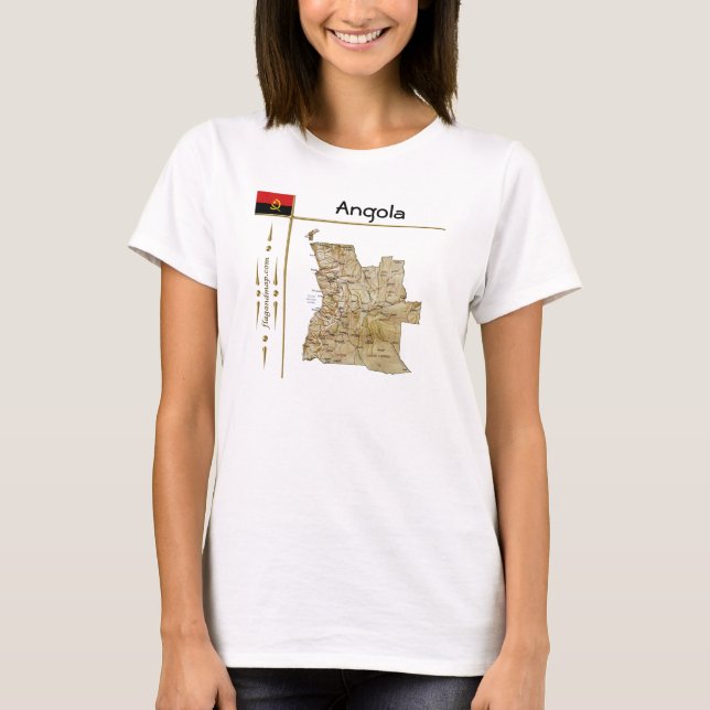 Angola Map + Flag + T - Shirt (Vorderseite)