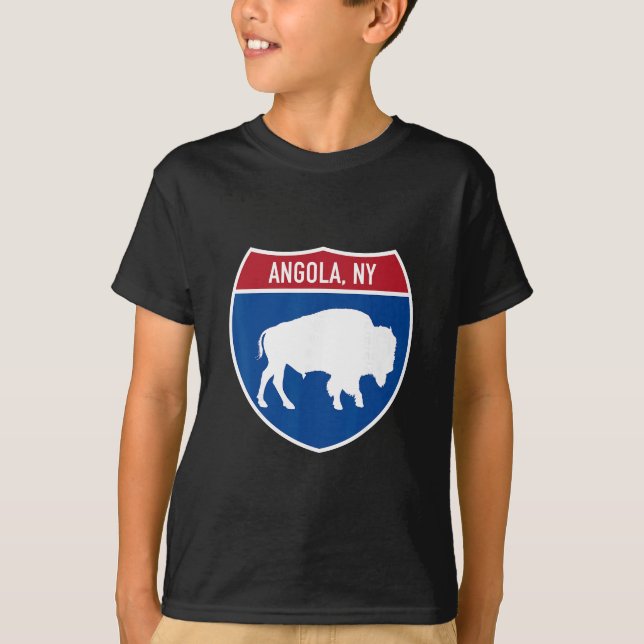 Angola New York Buffalo Ny Highway Interstate Sign T-Shirt (Vorderseite)