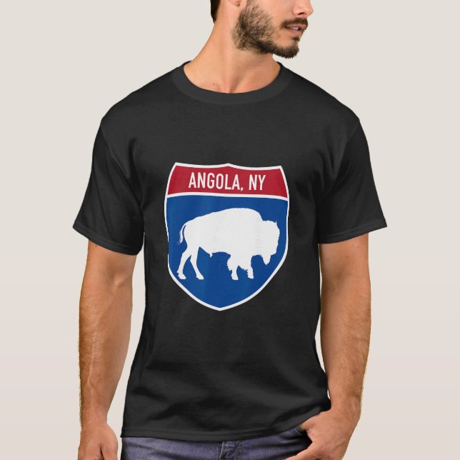 Angola New York Buffalo Ny Highway Interstate Sign T-Shirt (Vorderseite)