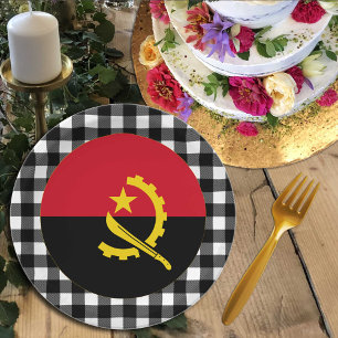Angola-Tafel, Büffel, kariert und angolanische Fla Pappteller