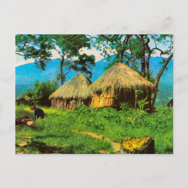 Angola, Traditionsdorf, Hochebene von Benguela Postkarte (Vorderseite)