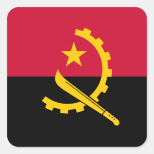 Angolanische Flagge, Flagge Angolas Quadratischer Aufkleber