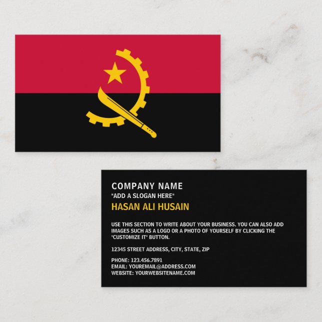 Angolanische Flagge, Flagge Angolas Visitenkarte (Vorne/Hinten)