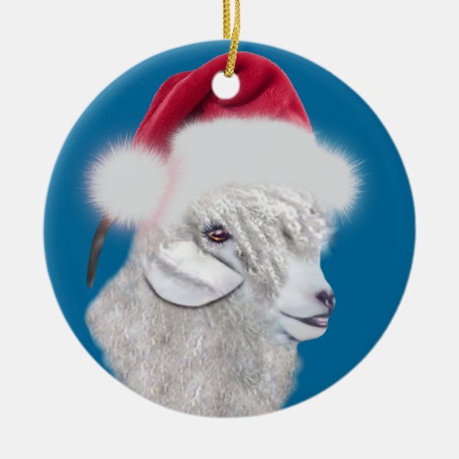 Angora Goat Weihnachtsmannmütze Weihnachtsschmuck (Vorne)