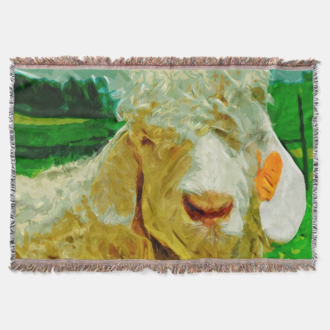 Angora-Ziege mit Ohrmarke Abstrakter Impressionism Decke (Vorderseite)