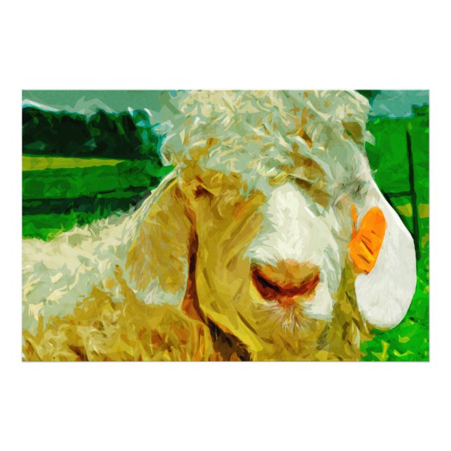 Angora-Ziege mit Ohrmarke Abstrakter Impressionism Fotodruck (Vorne)