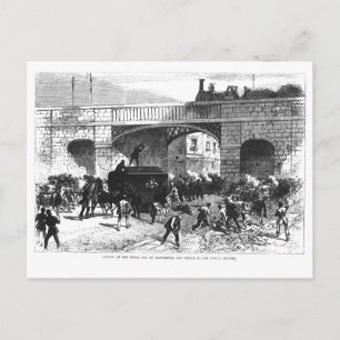 Angriff auf das Gefängnis Van in Manchester Postkarte