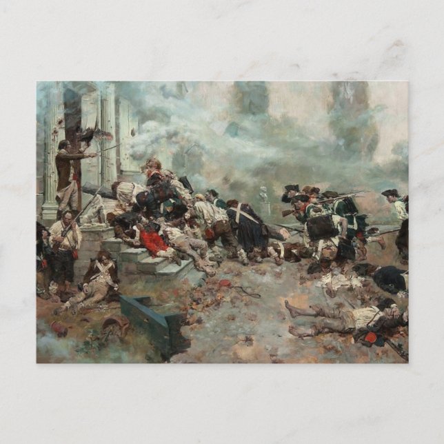 Angriff auf das Kauhaus (Schlacht von Germantown) Postkarte (Vorderseite)