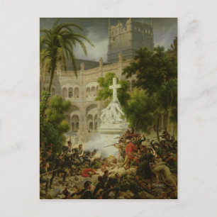 Angriff auf das Kloster San Engracio in Postkarte