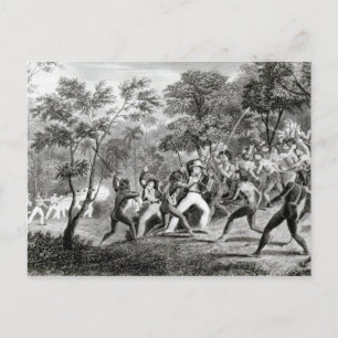 Angriff auf die Eingeborenen der Gambier-Inseln Postkarte