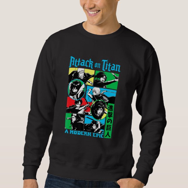 Angriff auf Titan-Zeichenketten-Collage Sweatshirt (Vorderseite)