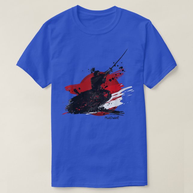 Angriff des japanischen Samurai Warrior Katana T-Shirt (Design vorne)