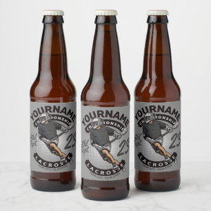 Angriff des personalisierten Lacrosse Player-Sport Bierflaschenetikett