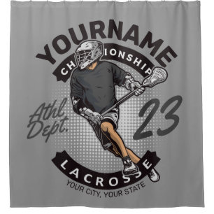 Angriff des personalisierten Lacrosse Player-Sport Duschvorhang