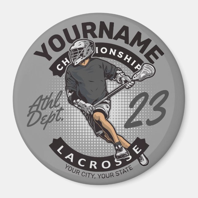 Angriff des personalisierten Lacrosse Player-Sport Magnet (Vorne)