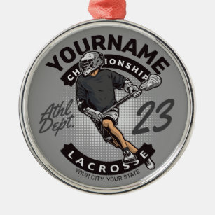 Angriff des personalisierten Lacrosse Player-Sport Ornament Aus Metall