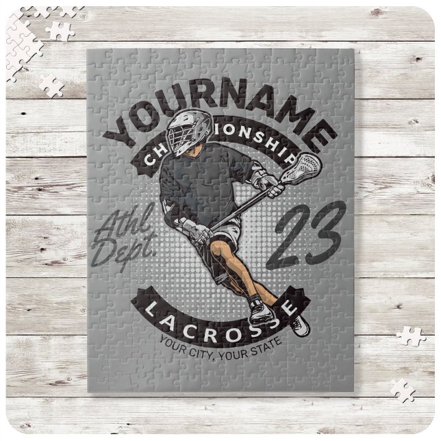 Angriff des personalisierten Lacrosse Player-Sport Puzzle (Von Creator hochgeladen)