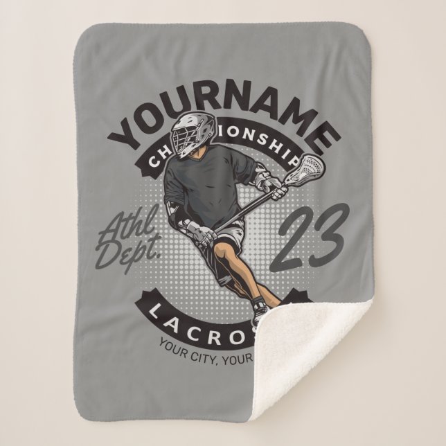 Angriff des personalisierten Lacrosse Player-Sport Sherpadecke (Vorderseite)