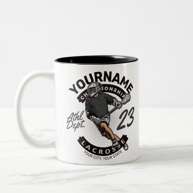 Angriff des personalisierten Lacrosse Player-Sport Zweifarbige Tasse (Links)