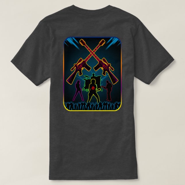 Angriffs-Gitarre Blacklight T-Shirt (Design Rückseite)