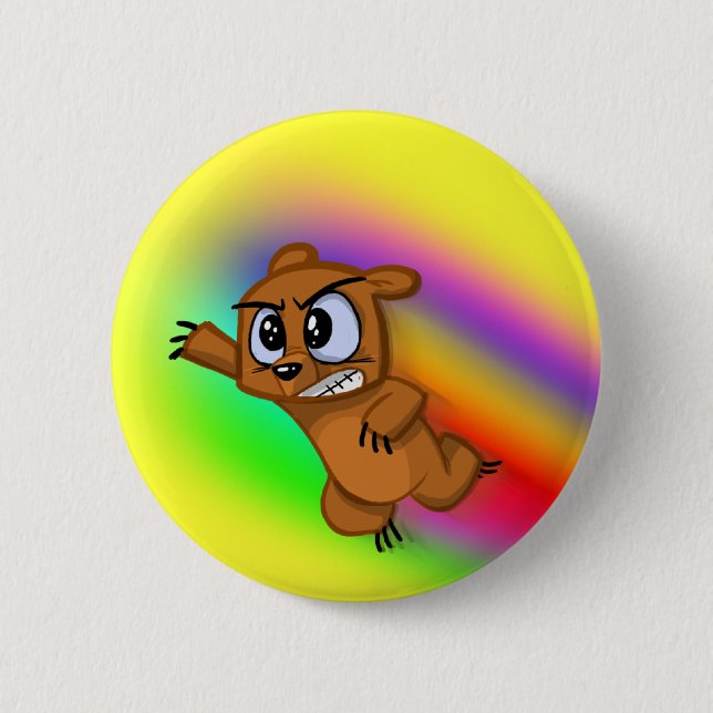 Angriffs-Graubär Ninja - Regenbogen-Unschärfe! Button (Vorderseite)