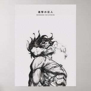 Angriffs-Titan-Figur Dunkle Anime-Linienkunst Poster