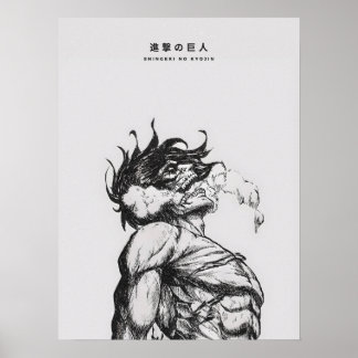 Angriffs-Titan-Figur Dunkle Anime-Linienkunst Poster