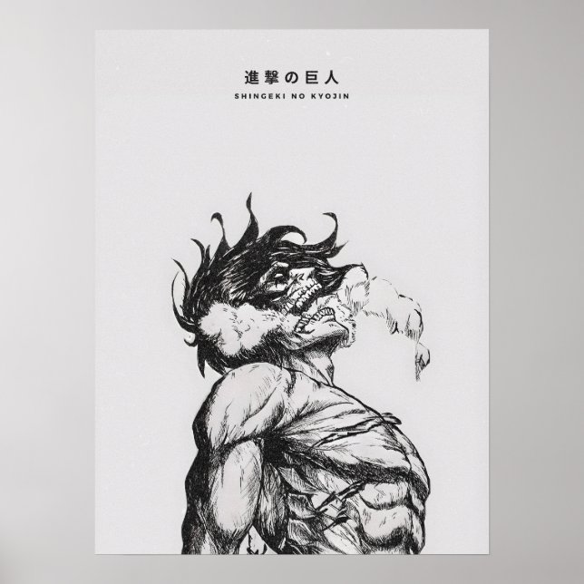 Angriffs-Titan-Figur Dunkle Anime-Linienkunst Poster (Vorne)