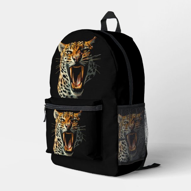 Angriffskopf von Leopard Bedruckter Rucksack (Rückseitige Ecke Rechts)