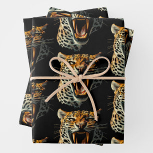 Angriffskopf von Leopard Geschenkpapier Set