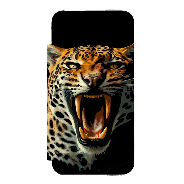Angriffskopf von Leopard Incipio iPhone Geldbeutel-Hülle (Folio Vorderseite)