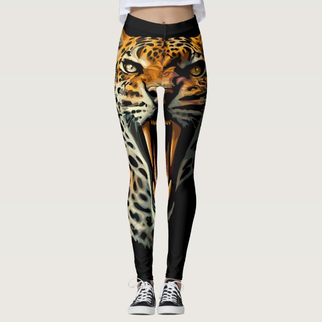 Angriffskopf von Leopard Leggings (Vorderseite)