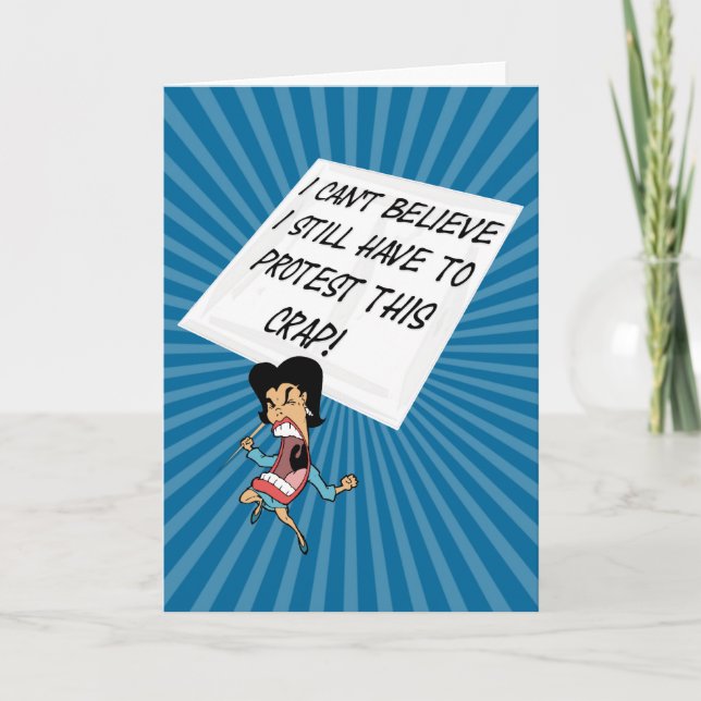 Angry-Aktivist mit einem Protestzeichen Karte (Vorderseite)