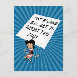 Angry-Aktivist mit einem Protestzeichen Postkarte