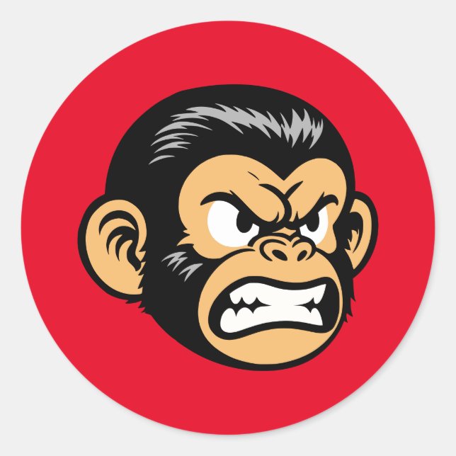 Angry Ape Runder Aufkleber (Vorderseite)
