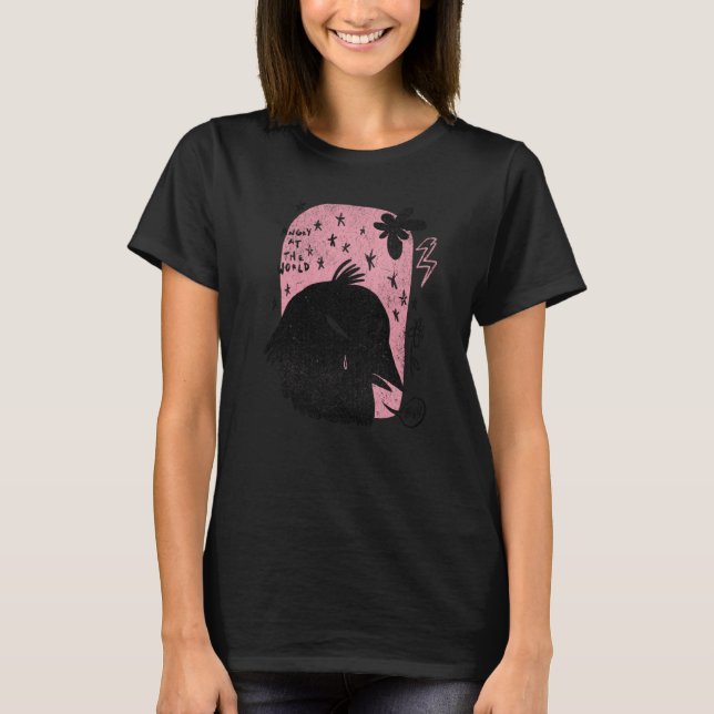 Angry At The World Raven Retro Witch Pagan T-Shirt (Vorderseite)