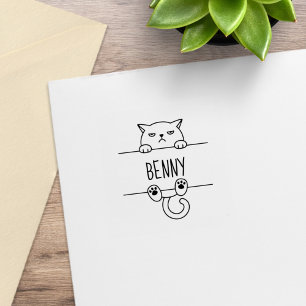 Angry Bad Tempered Cat Individuelle Name 1x1 Gummistempel