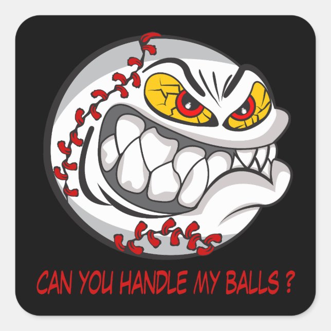 Angry Baseball Black Quadratischer Aufkleber (Vorderseite)