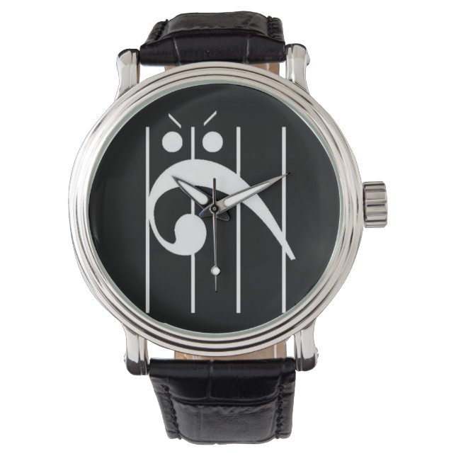 Angry Bass Clef Watch BLACK, friggin BLACK! Armbanduhr (Vorderseite)