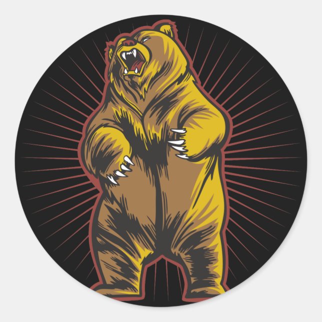 Angry Bear Runder Aufkleber (Vorderseite)