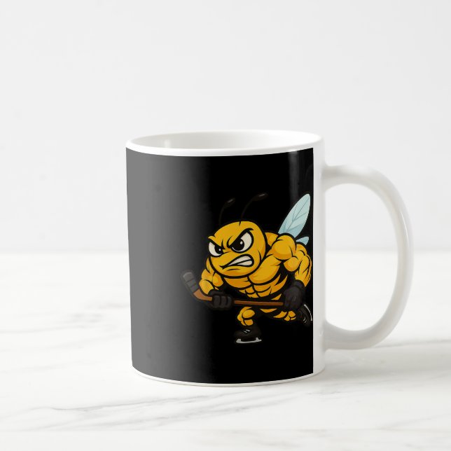 Angry Bee Ice Hockey Player Strong Insect  Kaffeetasse (Rechts)