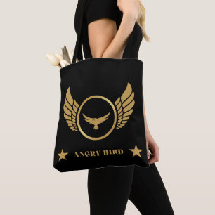 Angry Bird Text Gold Elegant Eagle Logo Schulter